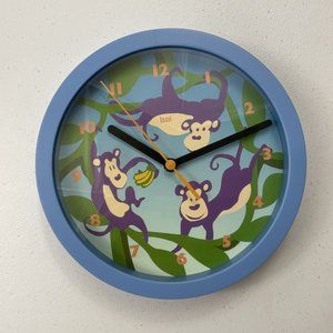 BAI Children's Wall Clock Monkey Theme Tested and Works - EUC